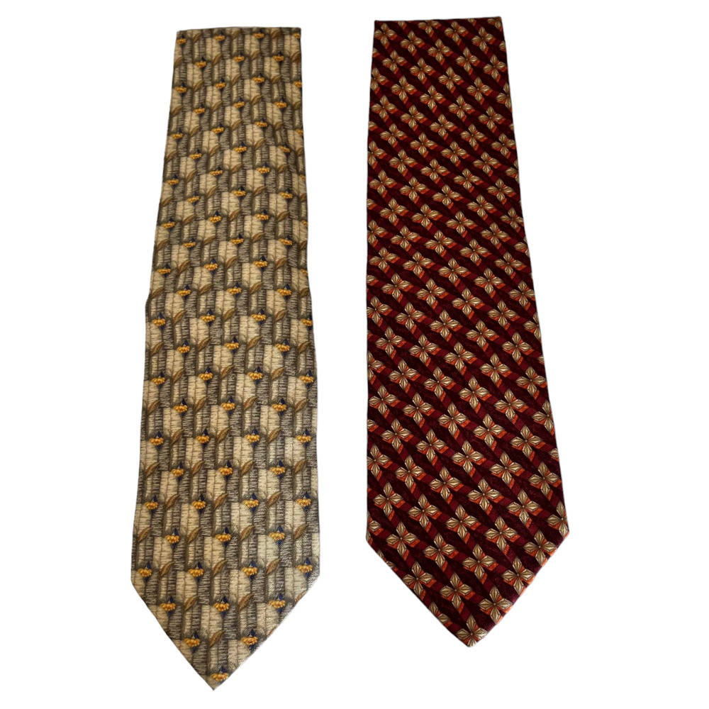 Ermenegildo Zegna Mens Silk Ties Floral Lot of Two 3.5 in width